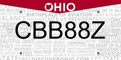 CBB88Z Ohio License Plate