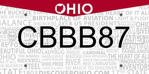 CBBB87 Ohio License Plate