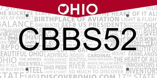 CBBS52 Ohio License Plate