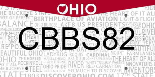 CBBS82 Ohio License Plate