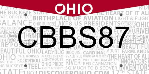 CBBS87 Ohio License Plate