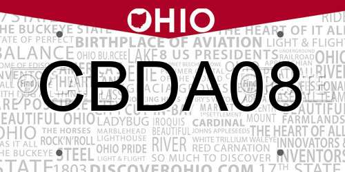 CBDA08 Ohio License Plate