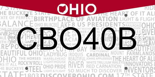 CBO40B Ohio License Plate