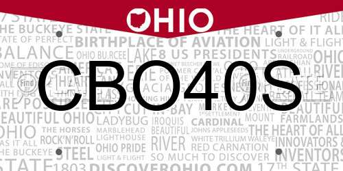 CBO40S Ohio License Plate