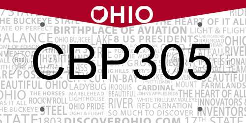 CBP305 Ohio License Plate
