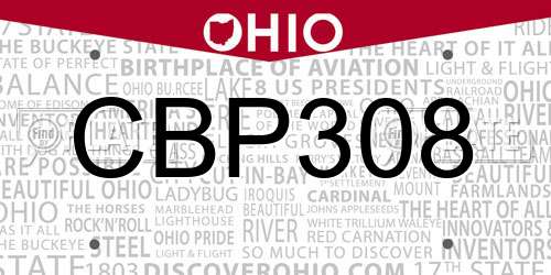 CBP308 Ohio License Plate