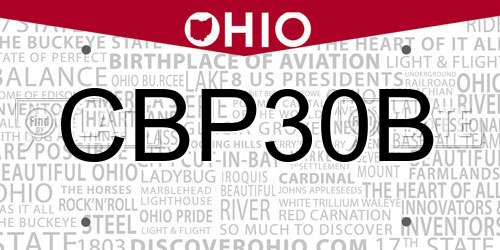 CBP30B Ohio License Plate