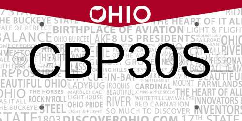 CBP30S Ohio License Plate