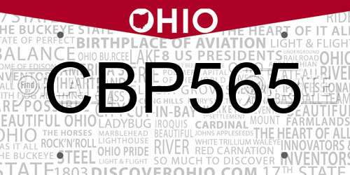 CBP565 Ohio License Plate