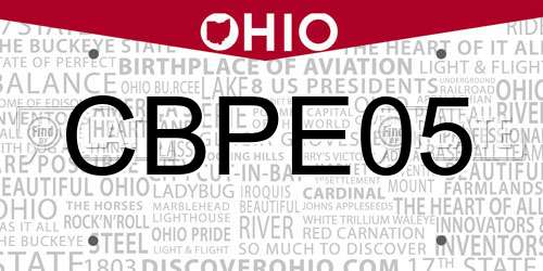 CBPE05 Ohio License Plate