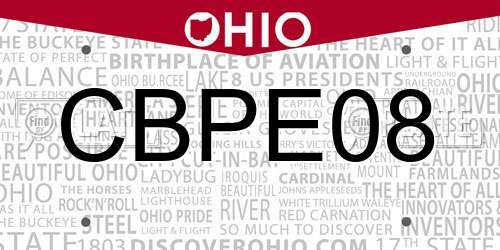 CBPE08 Ohio License Plate