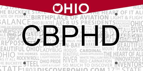 CBPHD Ohio License Plate