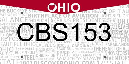 CBS153 Ohio License Plate
