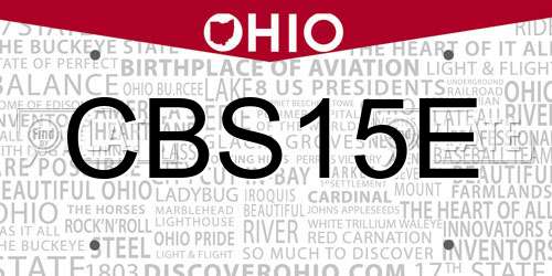 CBS15E Ohio License Plate