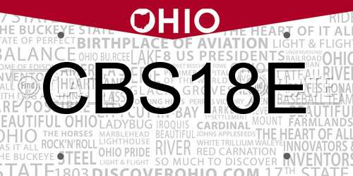 CBS18E Ohio License Plate
