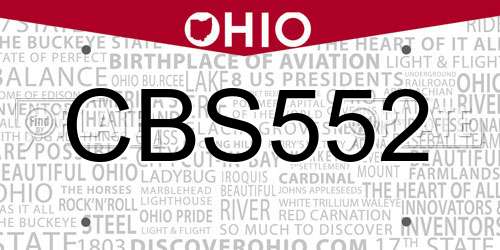 CBS552 Ohio License Plate
