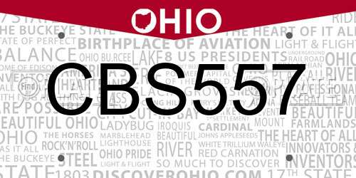 CBS557 Ohio License Plate