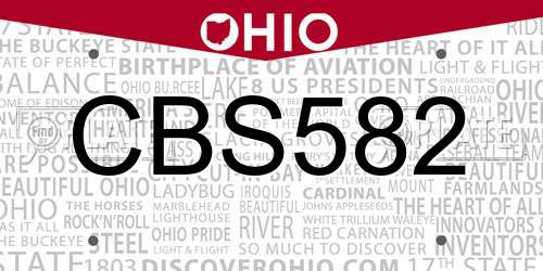 CBS582 Ohio License Plate