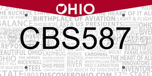 CBS587 Ohio License Plate
