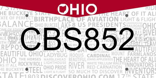 CBS852 Ohio License Plate