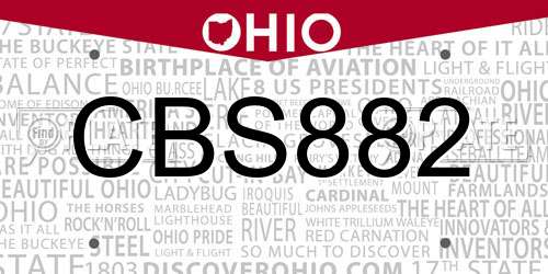 CBS882 Ohio License Plate