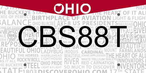 CBS88T Ohio License Plate