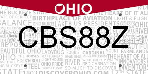 CBS88Z Ohio License Plate