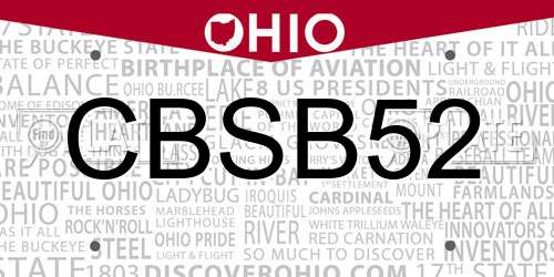 CBSB52 Ohio License Plate