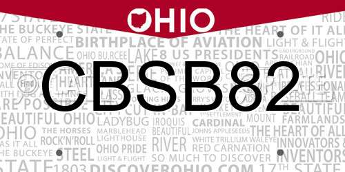 CBSB82 Ohio License Plate