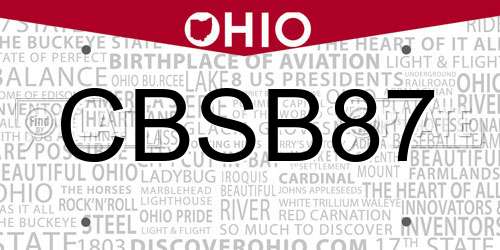CBSB87 Ohio License Plate