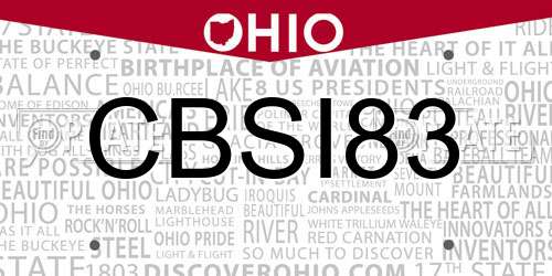CBSI83 Ohio License Plate