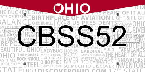 CBSS52 Ohio License Plate