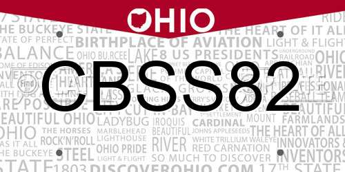 CBSS82 Ohio License Plate