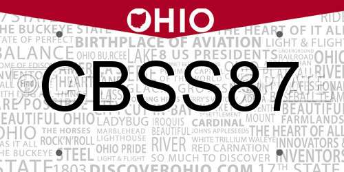 CBSS87 Ohio License Plate