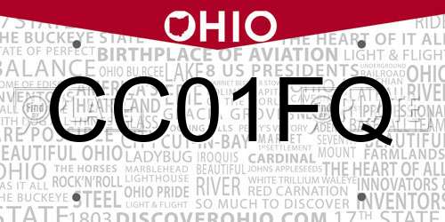 CC01FQ Ohio License Plate