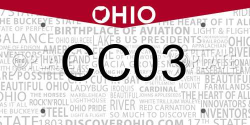 CC03 Ohio License Plate