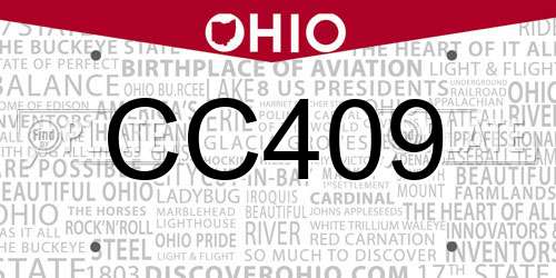 CC409 Ohio License Plate