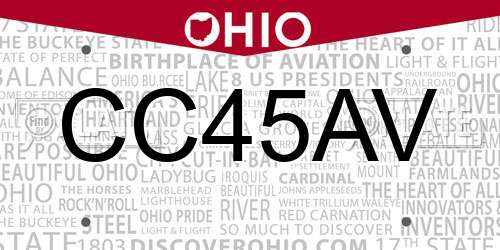 CC45AV Ohio License Plate