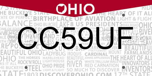CC59UF Ohio License Plate