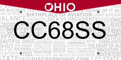 CC68SS Ohio License Plate