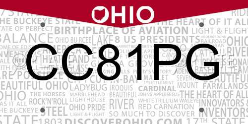 CC81PG Ohio License Plate