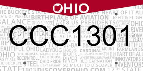 CCC1301 Ohio License Plate