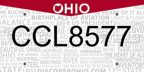 CCL8577 Ohio License Plate