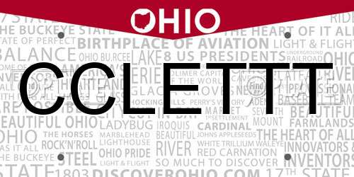 CCLETTT Ohio License Plate