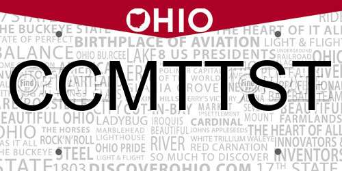 CCMTTST Ohio License Plate