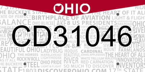 CD31046 Ohio License Plate