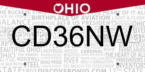 CD36NW Ohio License Plate