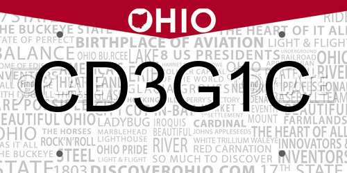 CD3G1C Ohio License Plate