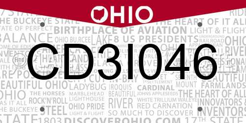 CD3I046 Ohio License Plate