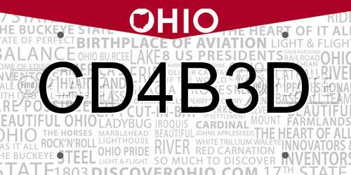 CD4B3D Ohio License Plate